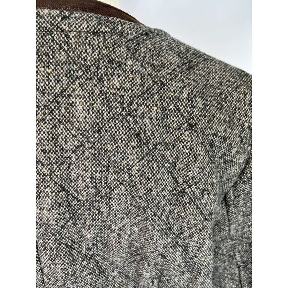 For Cynthia Brown Tweed Blazer Jacket Sz XL Quilted Zip Faux Suede Trim - Picture 6 of 12